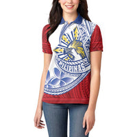 Philippines Eagle Sun Women Polo Shirt Filipino Agila Polynesian Tattoo Flag Color LT14 - Polynesian Pride
