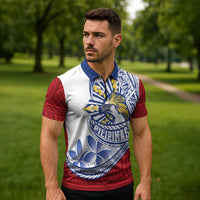 Philippines Eagle Sun Zipper Polo Shirt Filipino Agila Polynesian Tattoo Flag Color LT14 - Polynesian Pride