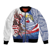 Filipino American History Month Bomber Jacket Philippines Agila USA Eagle Mix Flag LT14 Unisex Blue - Polynesian Pride