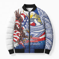 Filipino American History Month Bomber Puffer Jacket Philippines Agila USA Eagle Mix Flag LT14 Unisex Blue - Polynesian Pride