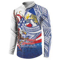 Filipino American History Month Button Sweatshirt Philippines Agila USA Eagle Mix Flag LT14 - Polynesian Pride