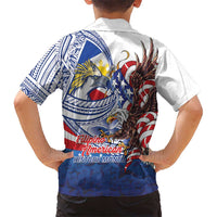 Filipino American History Month Family Matching Off Shoulder Short Dress and Hawaiian Shirt Philippines Agila USA Eagle Mix Flag