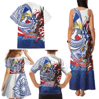 Filipino American History Month Family Matching Tank Maxi Dress and Hawaiian Shirt Philippines Agila USA Eagle Mix Flag