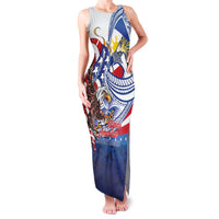 Filipino American History Month Family Matching Tank Maxi Dress and Hawaiian Shirt Philippines Agila USA Eagle Mix Flag