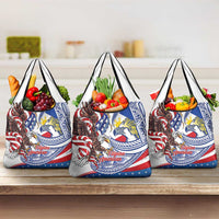 Filipino American History Month Grocery Bag Philippines Agila USA Eagle Mix Flag LT14 3-pack One Size Blue - Polynesian Pride