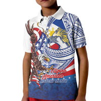 Filipino American History Month Kid Polo Shirt Philippines Agila USA Eagle Mix Flag LT14 Kid Blue - Polynesian Pride