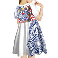 Filipino American History Month Kid Short Sleeve Dress Philippines Agila USA Eagle Mix Flag LT14 - Polynesian Pride
