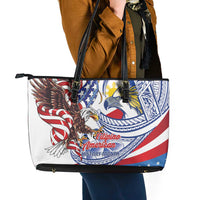 Filipino American History Month Leather Tote Bag Philippines Agila USA Eagle Mix Flag LT14 - Polynesian Pride