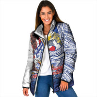 Filipino American History Month Padded Jacket Philippines Agila USA Eagle Mix Flag LT14 Women Blue - Polynesian Pride