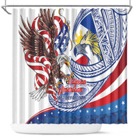 Filipino American History Month Shower Curtain Philippines Agila USA Eagle Mix Flag LT14 Blue - Polynesian Pride