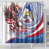 Filipino American History Month Shower Curtain Philippines Agila USA Eagle Mix Flag LT14 - Polynesian Pride