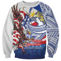 Filipino American History Month Sweatshirt Philippines Agila USA Eagle Mix Flag LT14 Unisex Blue - Polynesian Pride