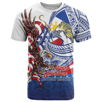 Filipino American History Month T Shirt Philippines Agila USA Eagle Mix Flag LT14 Blue - Polynesian Pride