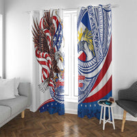 Filipino American History Month Window Curtain Philippines Agila USA Eagle Mix Flag LT14 With Grommets Blue - Polynesian Pride