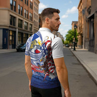 Filipino American History Month Zipper Polo Shirt Philippines Agila USA Eagle Mix Flag LT14 - Polynesian Pride