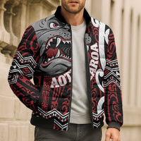 Personalised Aotearoa Bulldog Bomber Puffer Jacket New Zealand Maori Taniko Art - Polynesian Pride