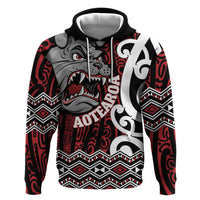 Personalised Aotearoa Bulldog Hoodie New Zealand Maori Taniko Art