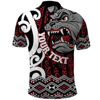 Personalised Aotearoa Bulldog Polo Shirt New Zealand Maori Taniko Art