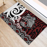 Personalised Aotearoa Bulldog Rubber Doormat New Zealand Maori Taniko Art