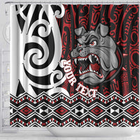 Personalised Aotearoa Bulldog Shower Curtain New Zealand Maori Taniko Art