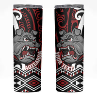 Personalised Aotearoa Bulldog Skinny Tumbler New Zealand Maori Taniko Art