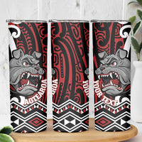 Personalised Aotearoa Bulldog Skinny Tumbler New Zealand Maori Taniko Art