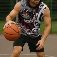 Personalised Aotearoa Bulldog Sleeveless Hoodie New Zealand Maori Taniko Art - Polynesian Pride