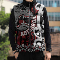 Personalised Aotearoa Bulldog Sleeveless Puffer Jacket New Zealand Maori Taniko Art - Polynesian Pride