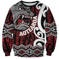 Personalised Aotearoa Bulldog Sweatshirt New Zealand Maori Taniko Art