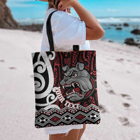 Personalised Aotearoa Bulldog Tote Bag New Zealand Maori Taniko Art - Polynesian Pride