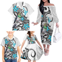 Aotearoa Te Ika-a-Maui Family Matching Off The Shoulder Long Sleeve Dress and Hawaiian Shirt South Island Kekeru Maori Koru