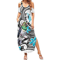 Aotearoa Te Ika-a-Maui Summer Maxi Dress South Island Kekeru Maori Koru LT14 Women White - Polynesian Pride
