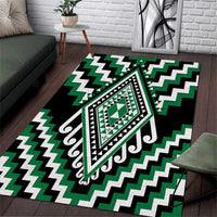 Green Aotearoa Taniko Poutama Patikitiki Area Rug