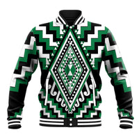 Green Aotearoa Taniko Poutama Patikitiki Baseball Jacket LT14 Unisex Green - Polynesian Pride