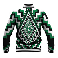 Green Aotearoa Taniko Poutama Patikitiki Baseball Jacket LT14 - Polynesian Pride