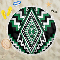 Green Aotearoa Taniko Poutama Patikitiki Beach Blanket LT14 One Size 150cm Green - Polynesian Pride