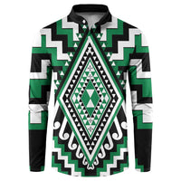 Green Aotearoa Taniko Poutama Patikitiki Button Sweatshirt LT14 Green - Polynesian Pride