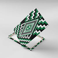 Green Aotearoa Taniko Poutama Patikitiki Canvas Wall Art LT14 With Frame Green - Polynesian Pride