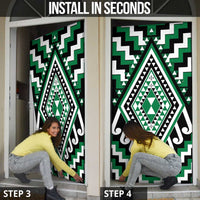 Green New Zealand Taniko Poutama Patikitiki Door Cover - Polynesian Pride