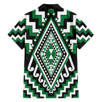 Green Aotearoa Taniko Poutama Patikitiki Family Matching Long Sleeve Bodycon Dress and Hawaiian Shirt