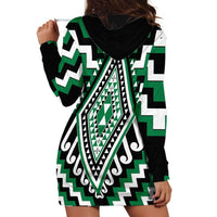 Green Aotearoa Taniko Poutama Patikitiki Hoodie Dress LT14 - Polynesian Pride