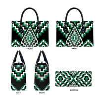 Green New Zealand Taniko Poutama Patikitiki Leather Bag - Polynesian Pride