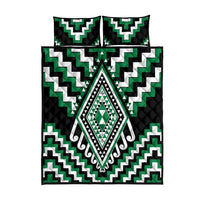 Green Aotearoa Taniko Poutama Patikitiki Quilt Bed Set LT14 - Polynesian Pride