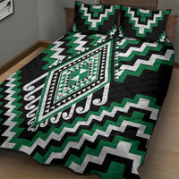 Green Aotearoa Taniko Poutama Patikitiki Quilt Bed Set LT14 - Polynesian Pride