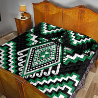Green Aotearoa Taniko Poutama Patikitiki Quilt Bed Set LT14 - Polynesian Pride