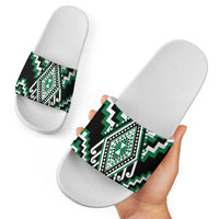 Green New Zealand Taniko Poutama Patikitiki Slide Sandals - Polynesian Pride
