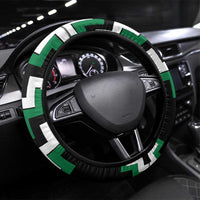 Green Aotearoa Taniko Poutama Patikitiki Steering Wheel Cover LT14 Universal Fit Green - Polynesian Pride