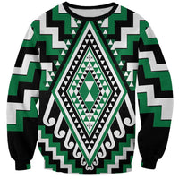 Green Aotearoa Taniko Poutama Patikitiki Sweatshirt LT14 Unisex Green - Polynesian Pride