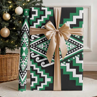 Green Aotearoa Taniko Poutama Patikitiki Wrapping Paper LT14 - Polynesian Pride