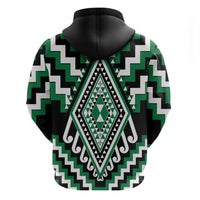 Green Aotearoa Taniko Poutama Patikitiki Zip Hoodie